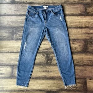 H&M Classic Blue Distressed Denim Women’s Cropped Skinny Jeans Size 10